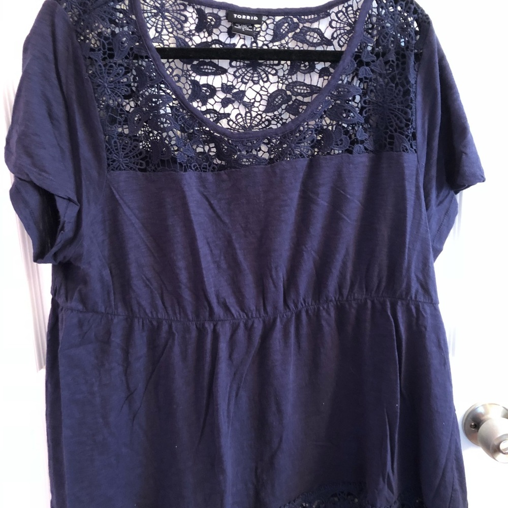 Torrid Blue Lace Cutout Top SIZE 3